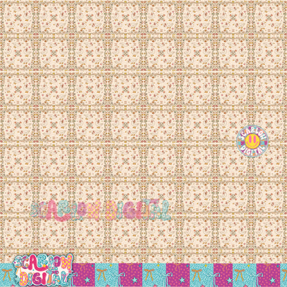 Vintage Thrift-Style Faux Quilt Seamless Pattern Digital Design