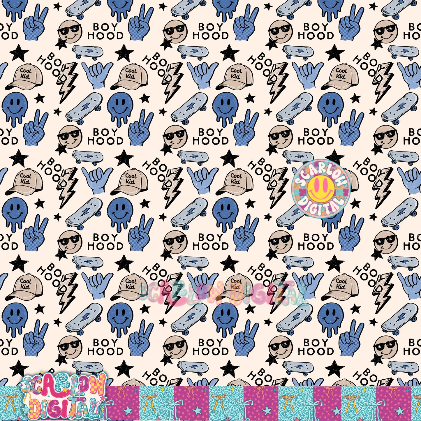 Boyhood Seamless Pattern Digital Design
