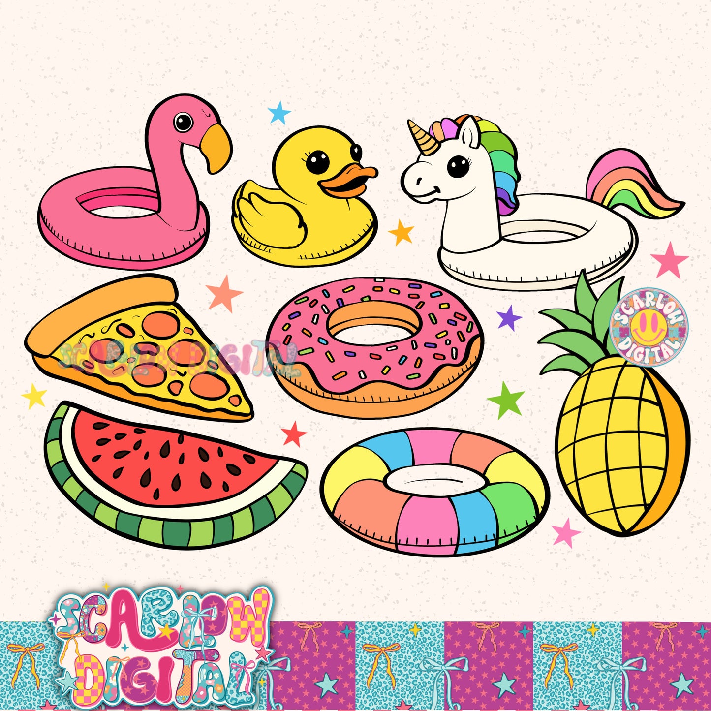 Summer Pool Floats PNG Digital Design
