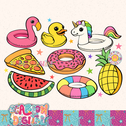 Summer Pool Floats PNG Digital Design