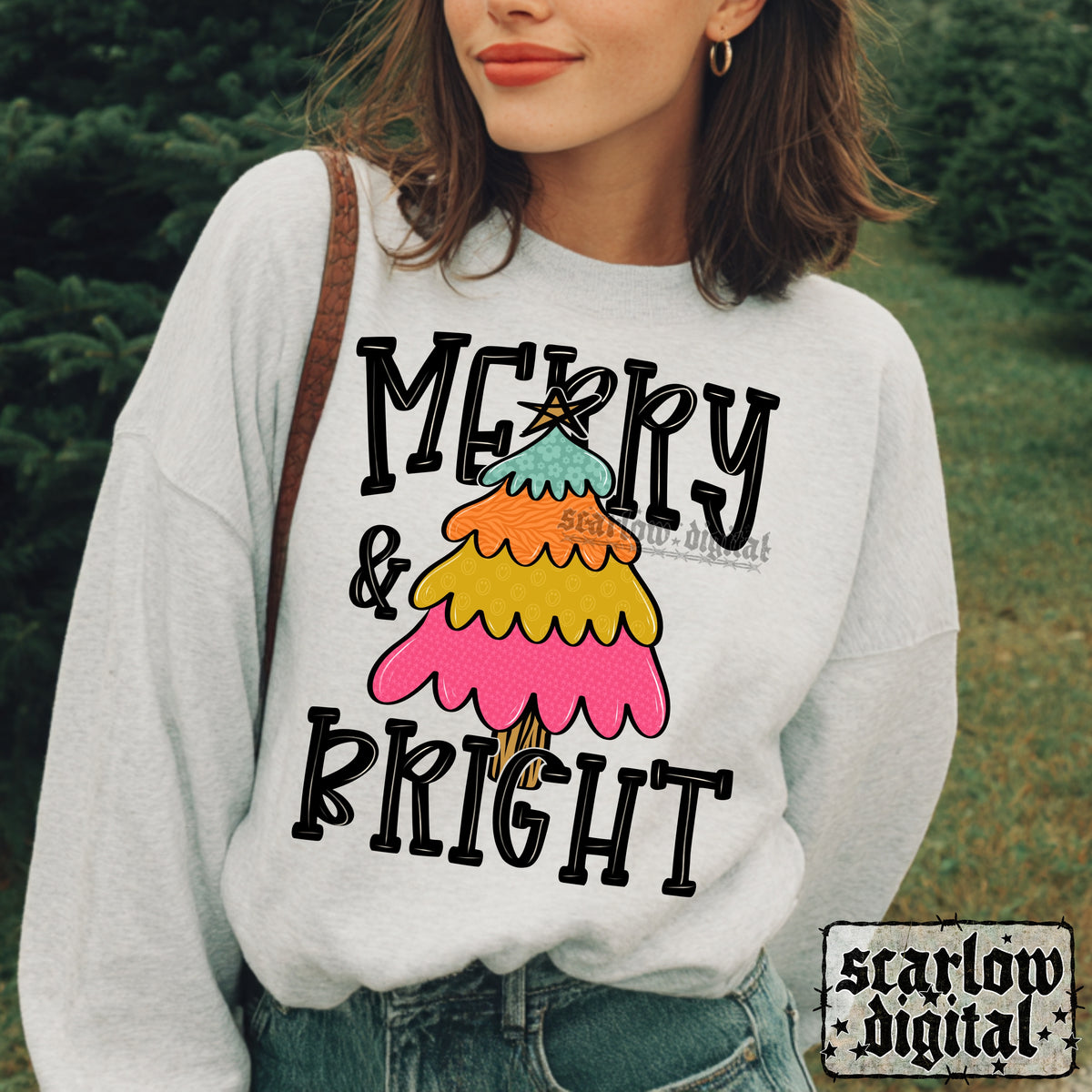 Merry & Bright PNG Digital Design