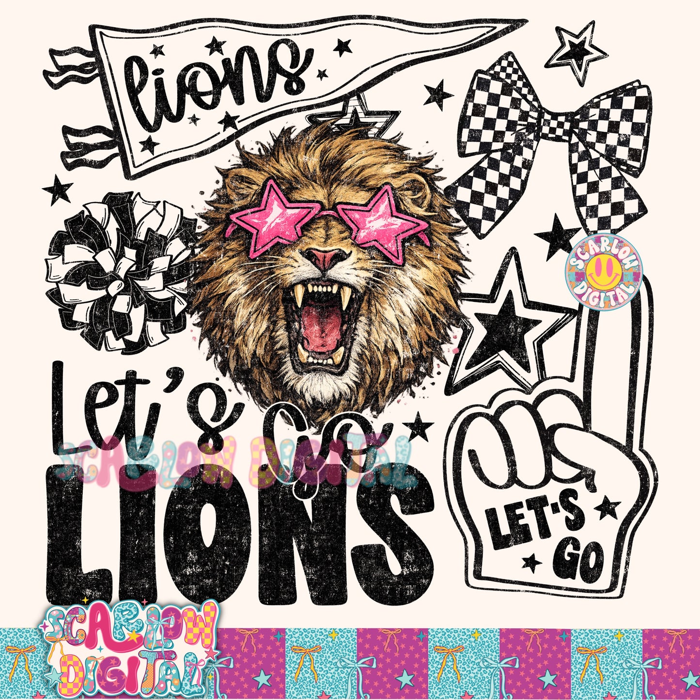 Lions Mascot PNG Digital Design