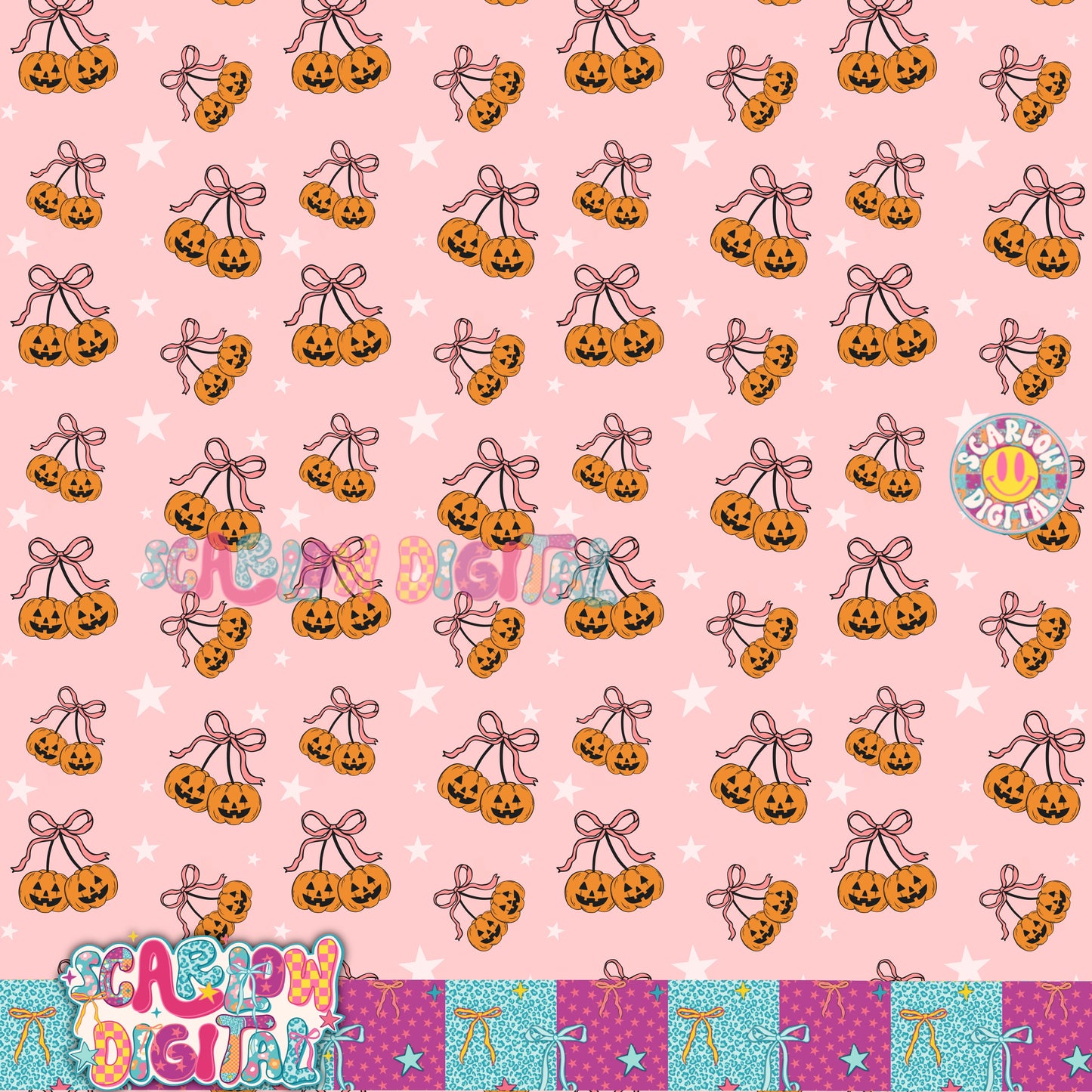 NEW NEW NEW! Cherry Pumpkins Seamless Pattern Digital Design