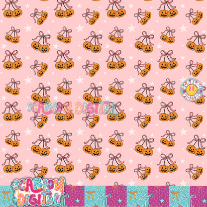 NEW NEW NEW! Cherry Pumpkins Seamless Pattern Digital Design