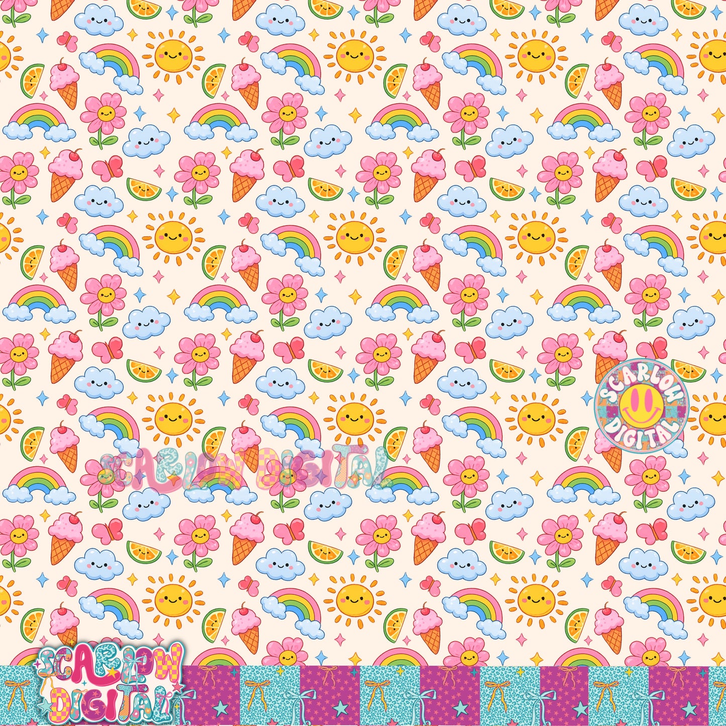 Happy Seamless Pattern Digital Design
