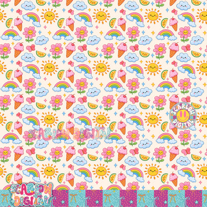 Happy Seamless Pattern Digital Design