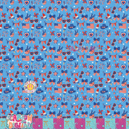 Patriotic Seamless Pattern Digital Design