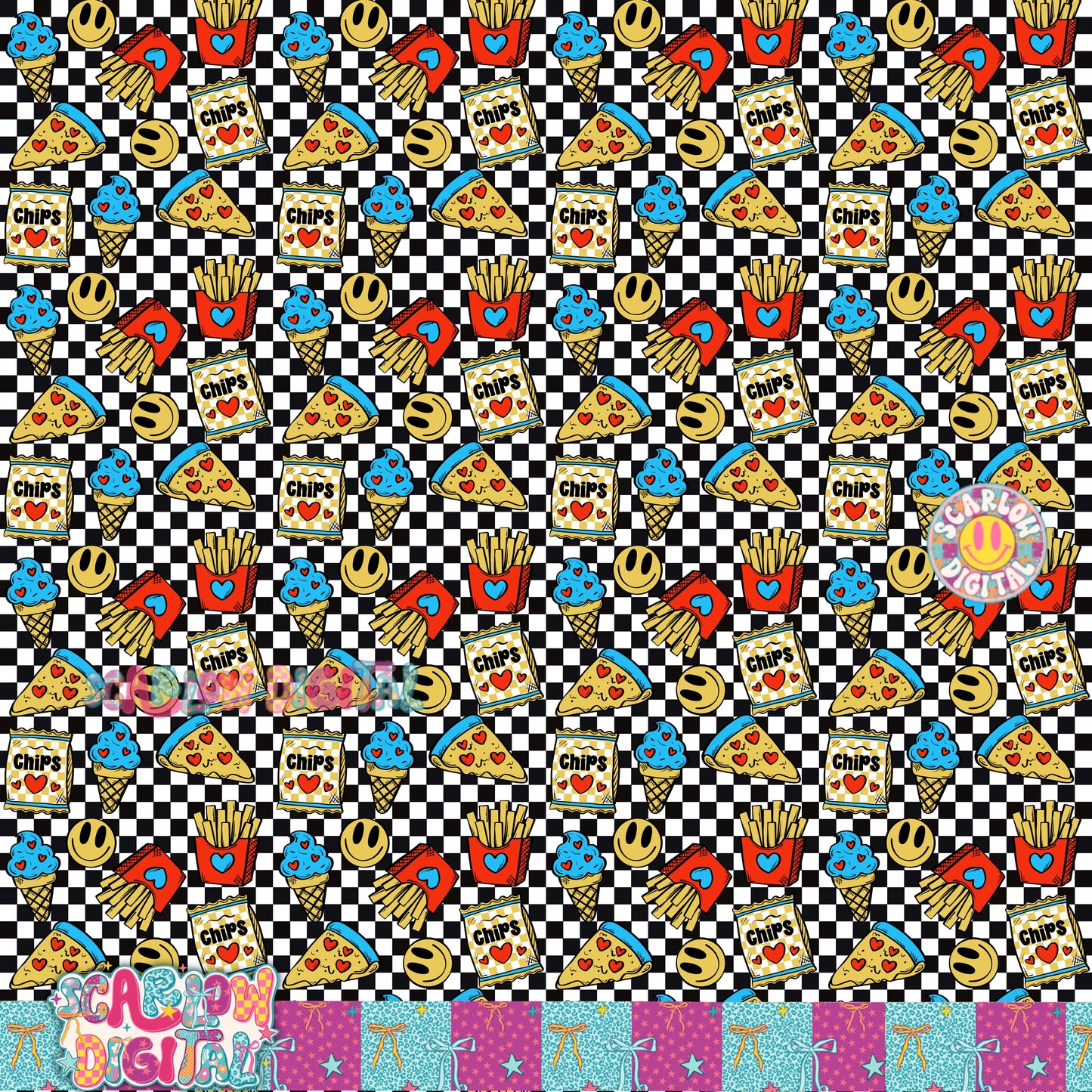 Snacks Seamless Pattern Digital Design