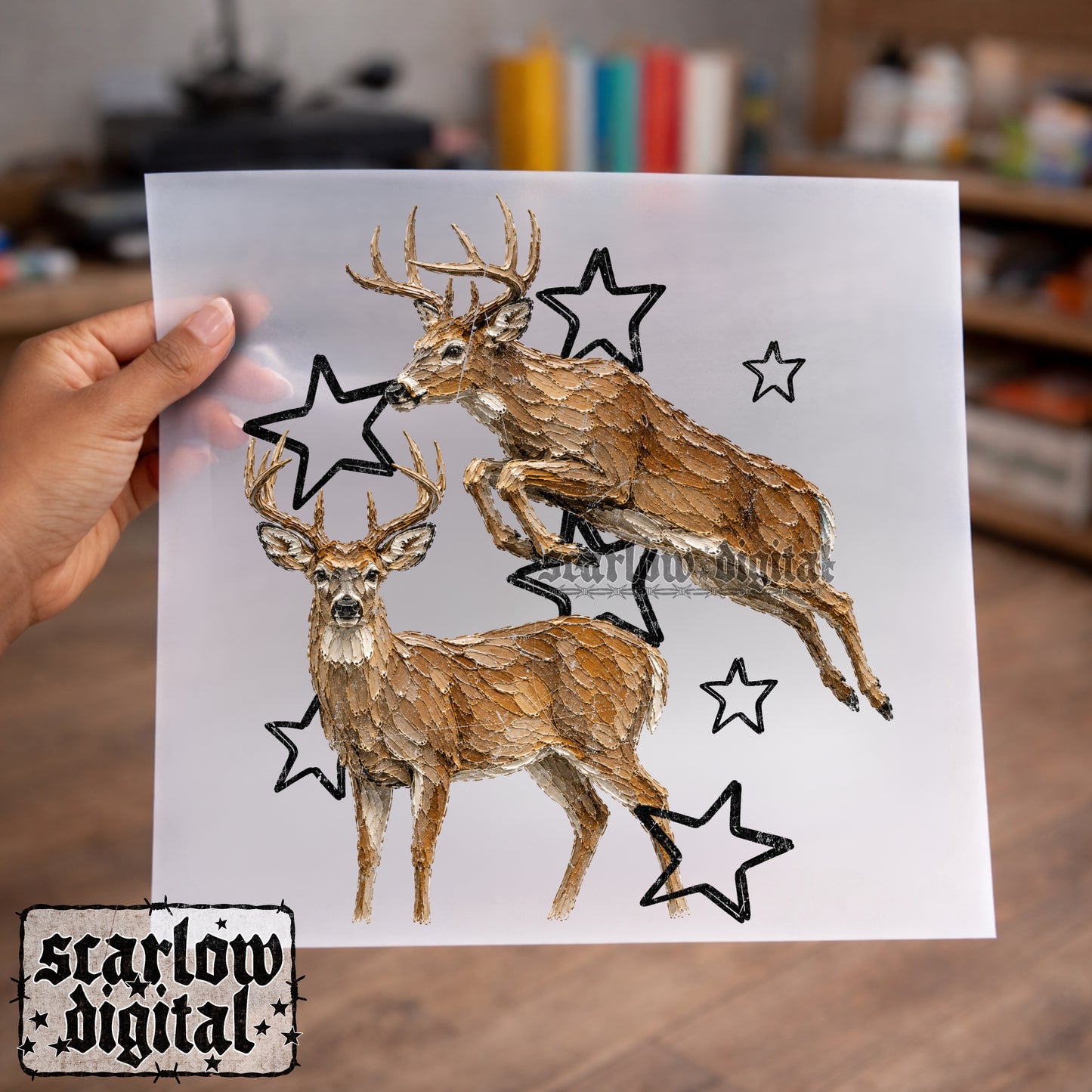Painted Deer PNG Digital Design