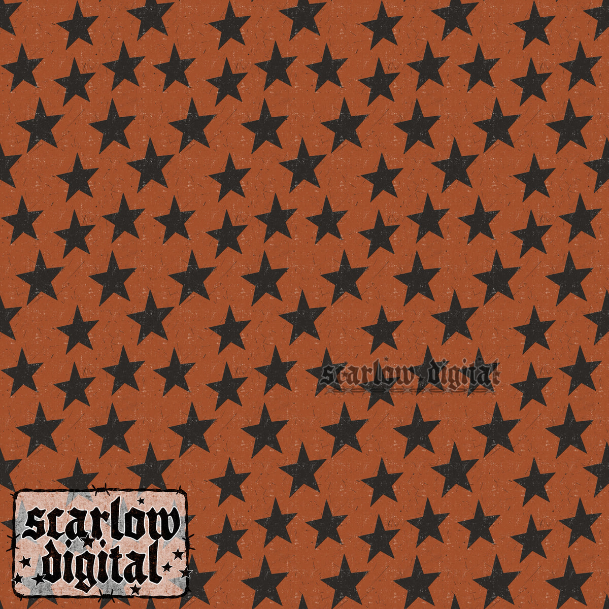 Orange Stars Seamless Pattern Digital Design