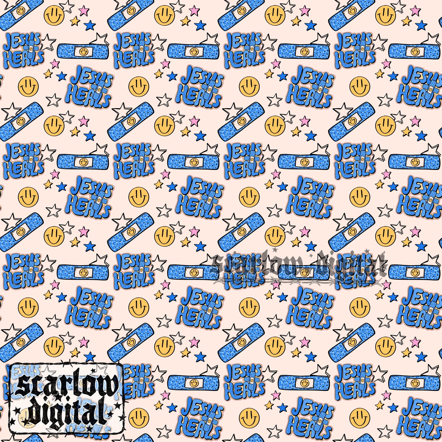 Jesus Heals Seamless Pattern Digital Design
