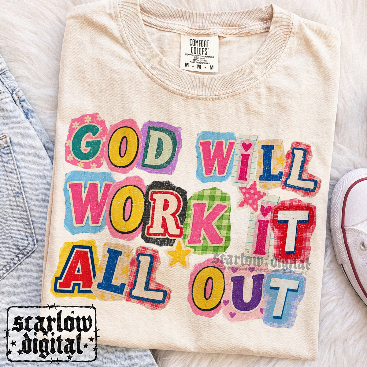God Will Work it All Out PNG Digital Design