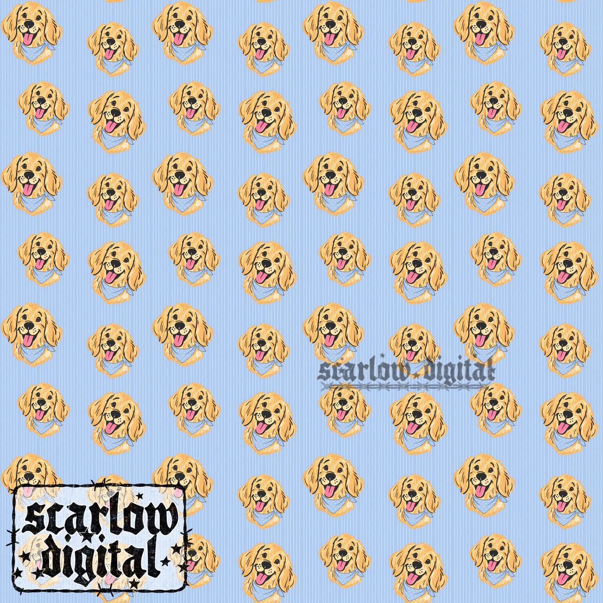 Golden Retriever Seamless Pattern Digital Design