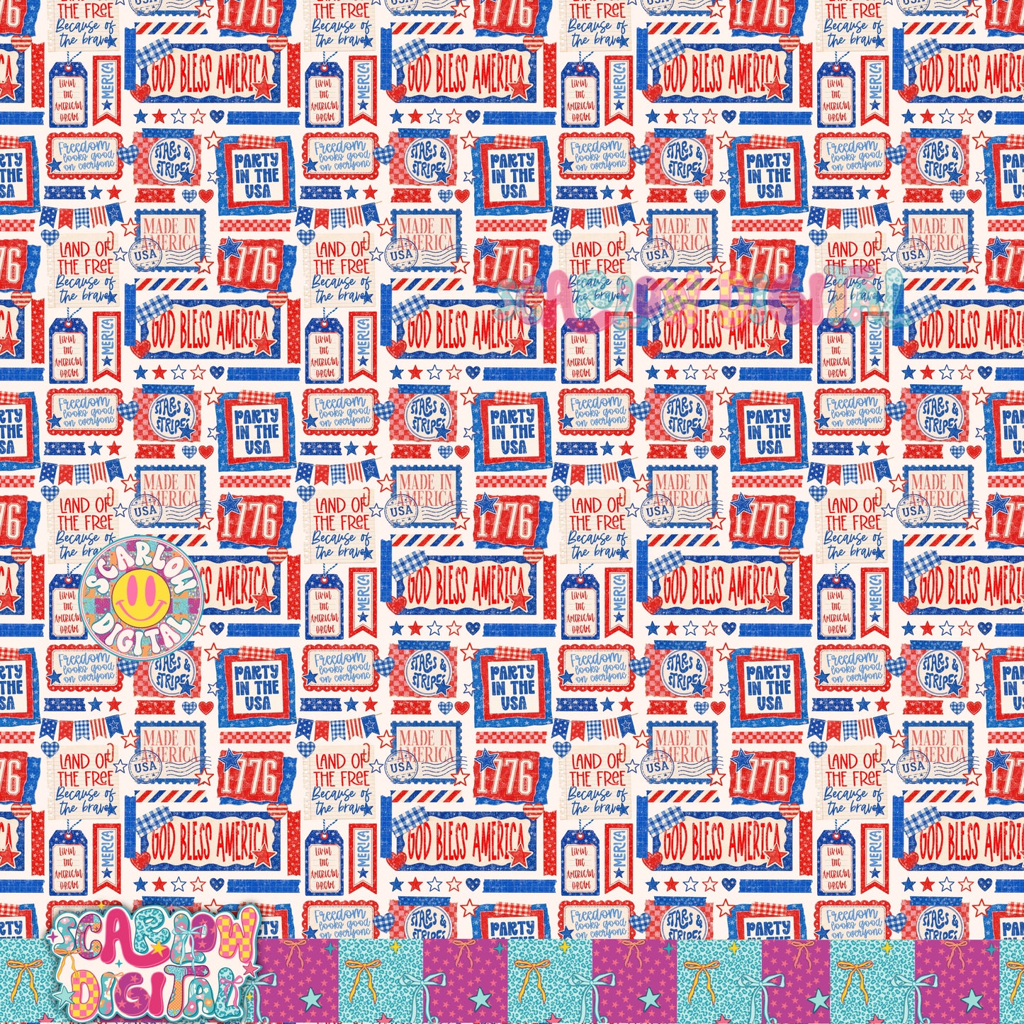 July 4th Seamless Pattern Digital Design