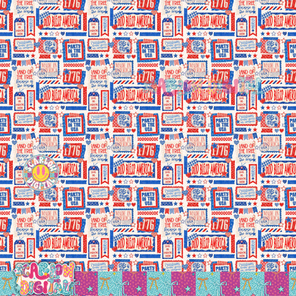 July 4th Seamless Pattern Digital Design