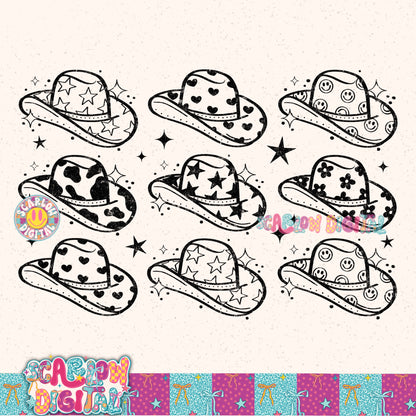 Single Color Cowgirl Hats PNG Digital Design