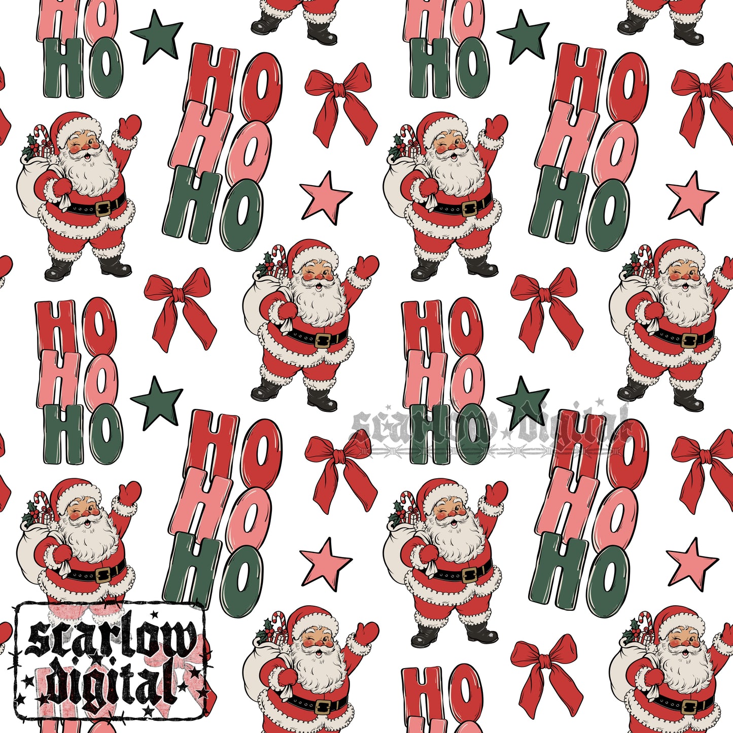 Ho Ho Ho Seamless Pattern Digital Design