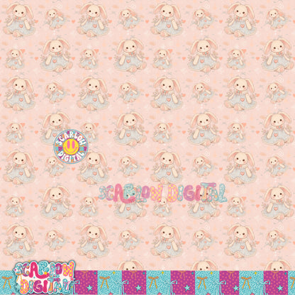 Vintage Girl Bunny Seamless Pattern Digital Design