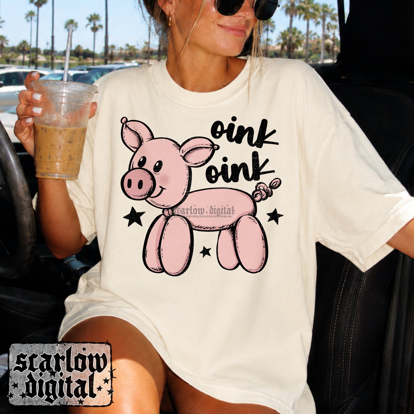 Oink Oink Pig Balloon Animal PNG Digital Design