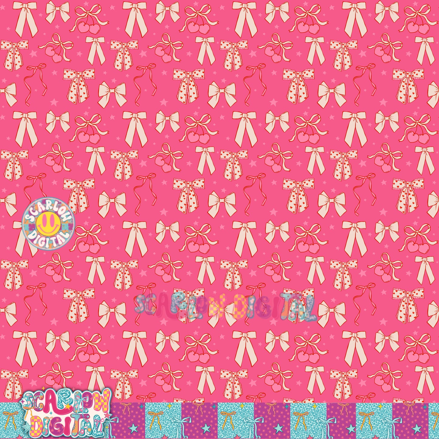 Pink Valentine's Day Bows Seamless Pattern Digital Design