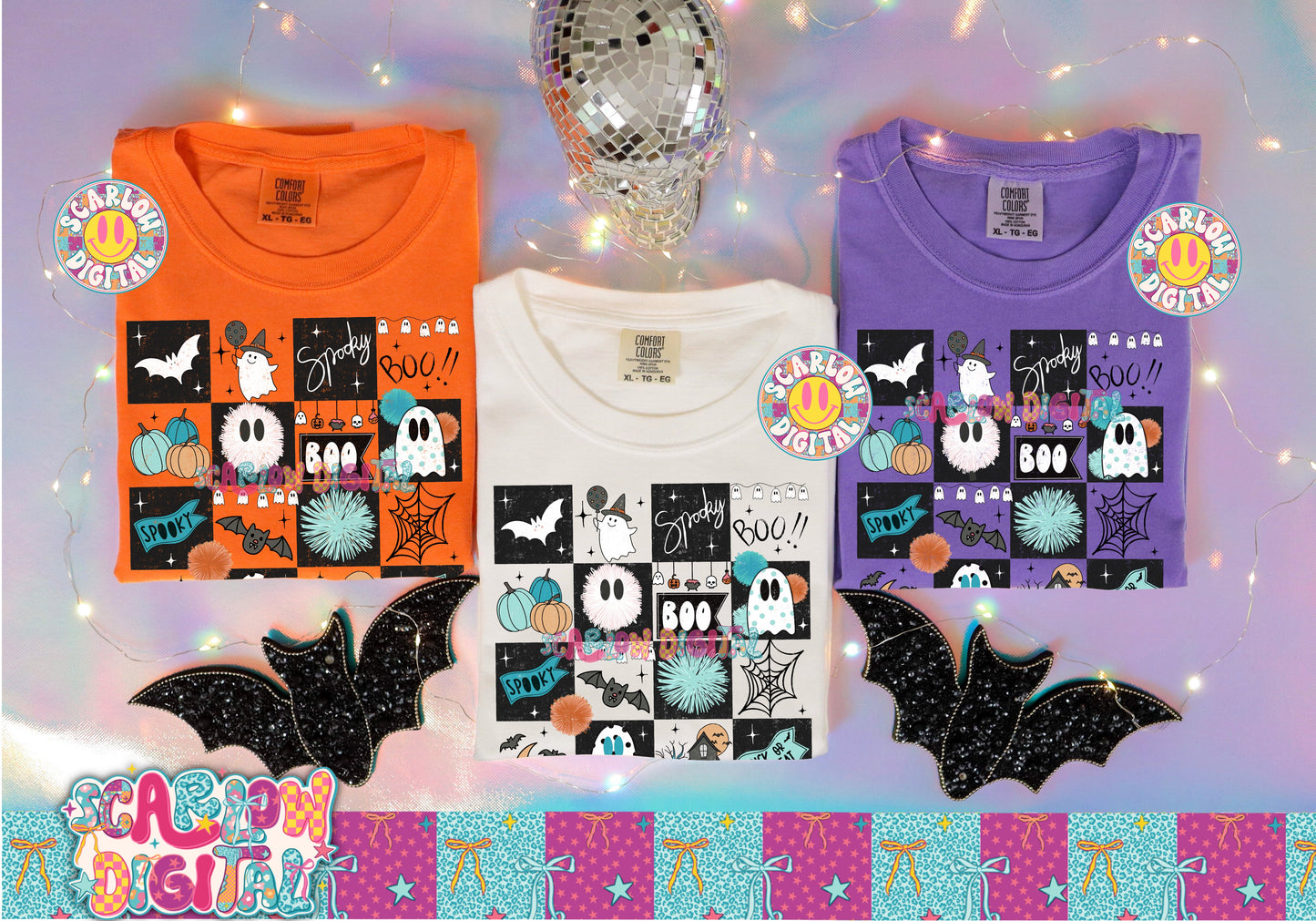 Spooky Checkers in Blue PNG Digital Design