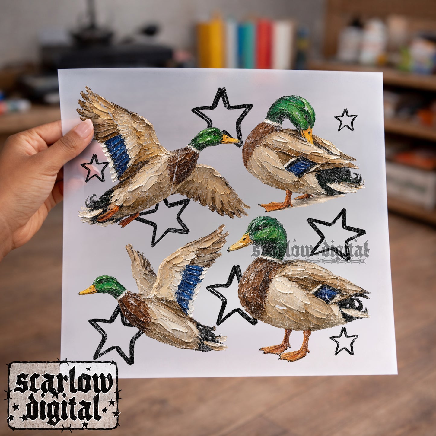 Painted Ducks PNG Digital Design
