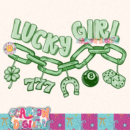 Lucky Girl PNG Digital Design