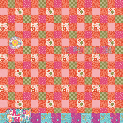 Christmas Checkers Seamless Pattern Digital Design