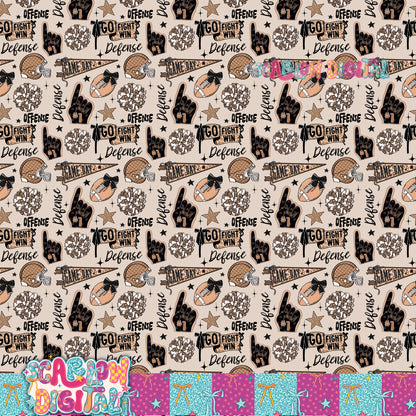 Football Doodles Seamless Pattern Digital Design