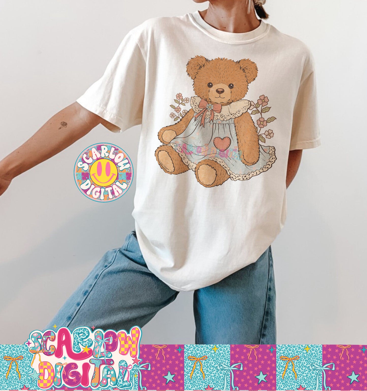 Vintage Teddy Bear PNG Digital Design