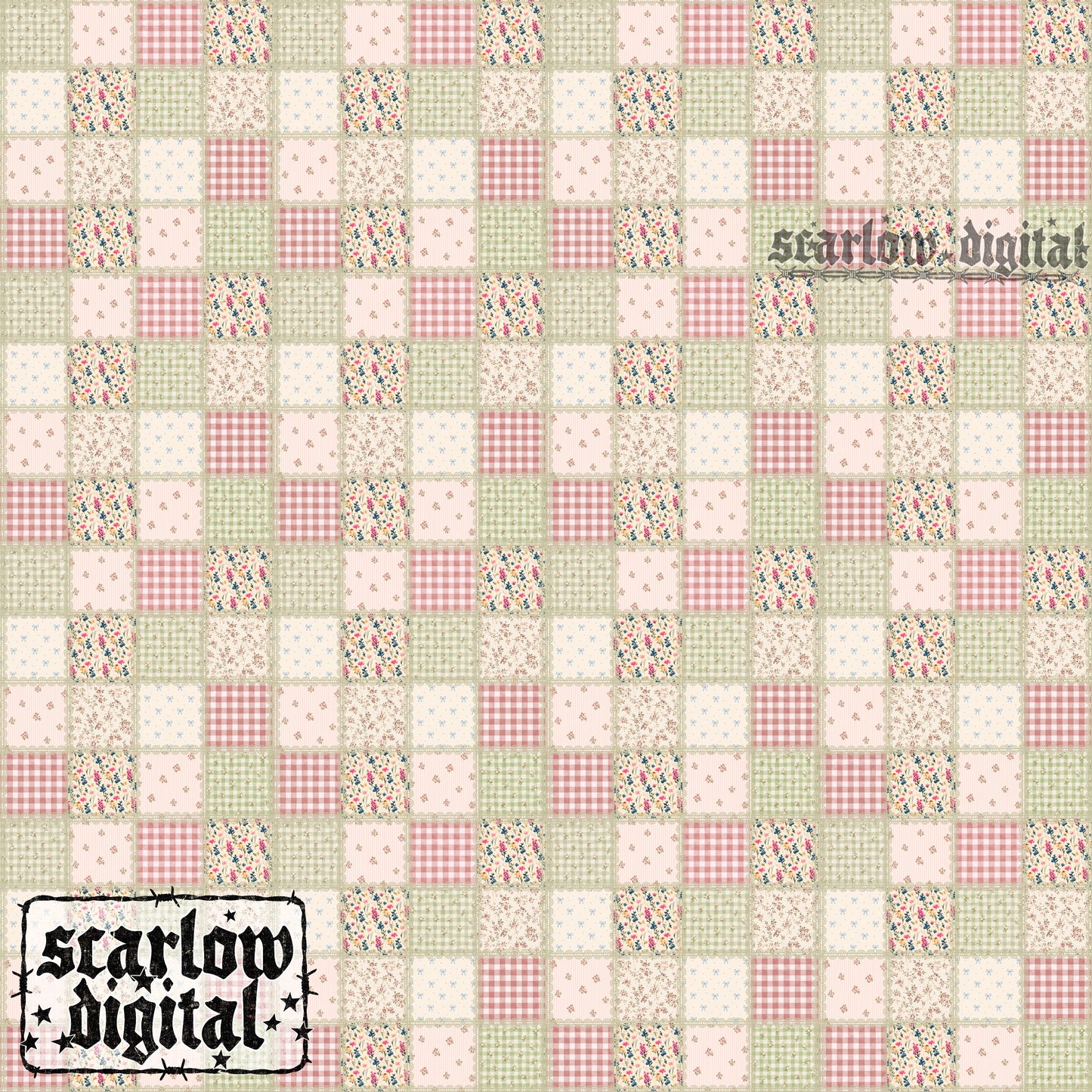 Floral Lace Patchwork Seamless Pattern Digital Design