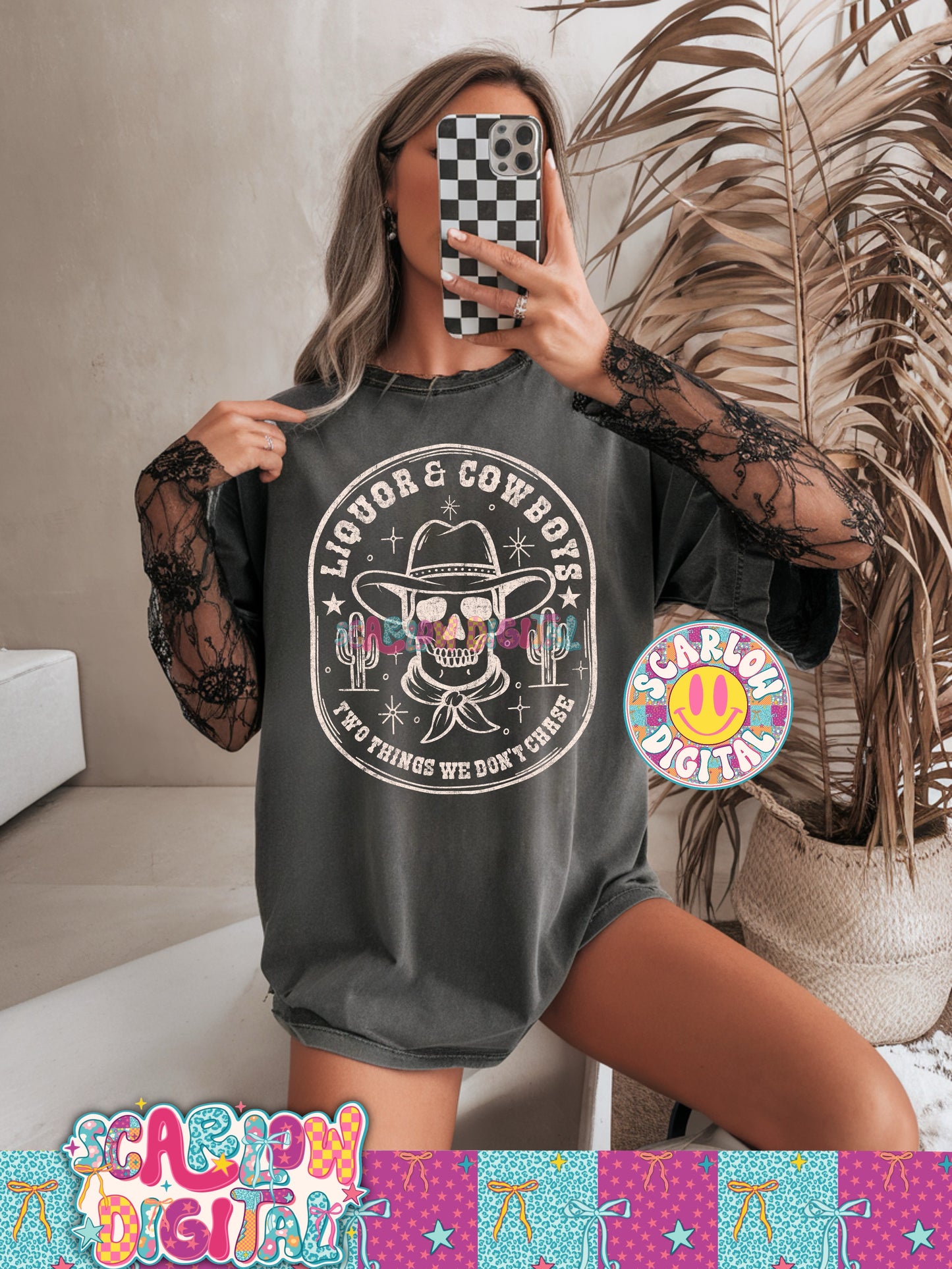 Liquor and Cowboys Two Things We Don't Chase PNG Digital Design