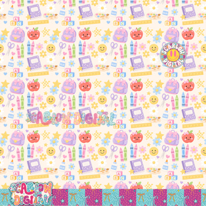 Back to School Seamless Pattern Digital Design