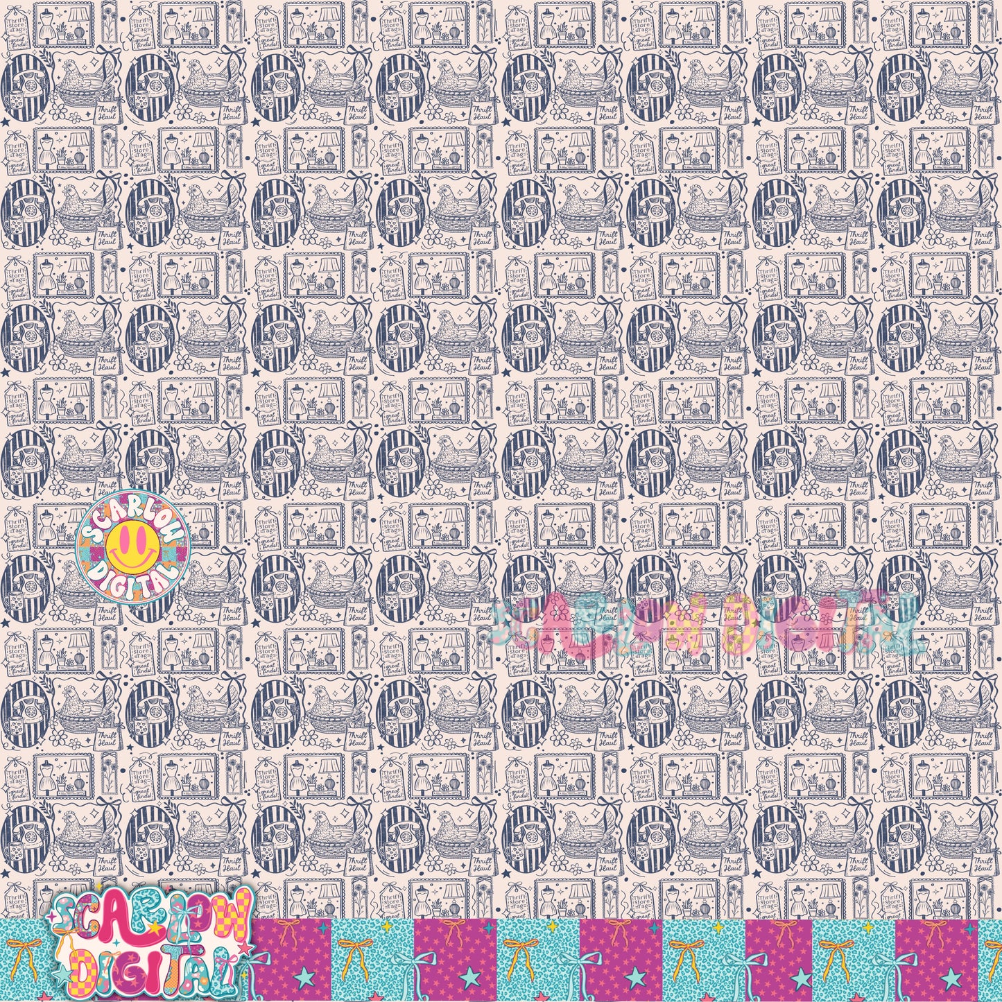 Thrift Store Goods Seamless Pattern Digital Design