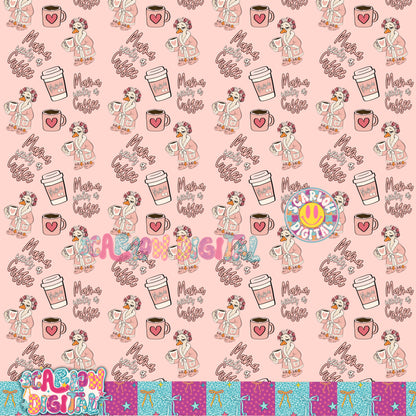 Mama Needs a Coffee Seamless Pattern Digital Design