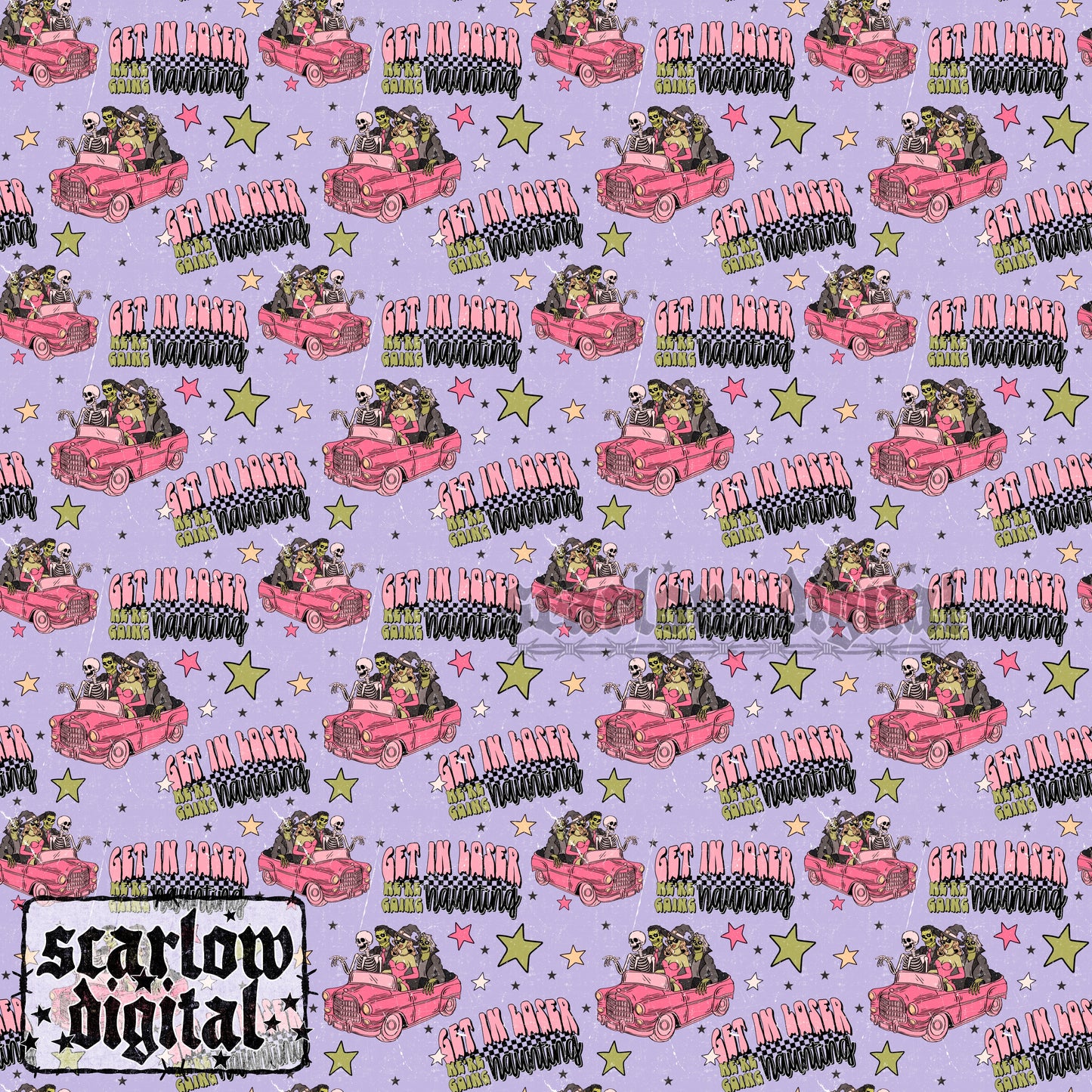 Get in Loser We're Going Haunting Seamless Pattern Digital Design