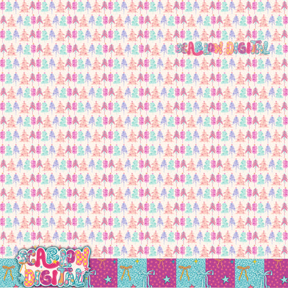 Preppy Christmas Trees Seamless Pattern Digital Design