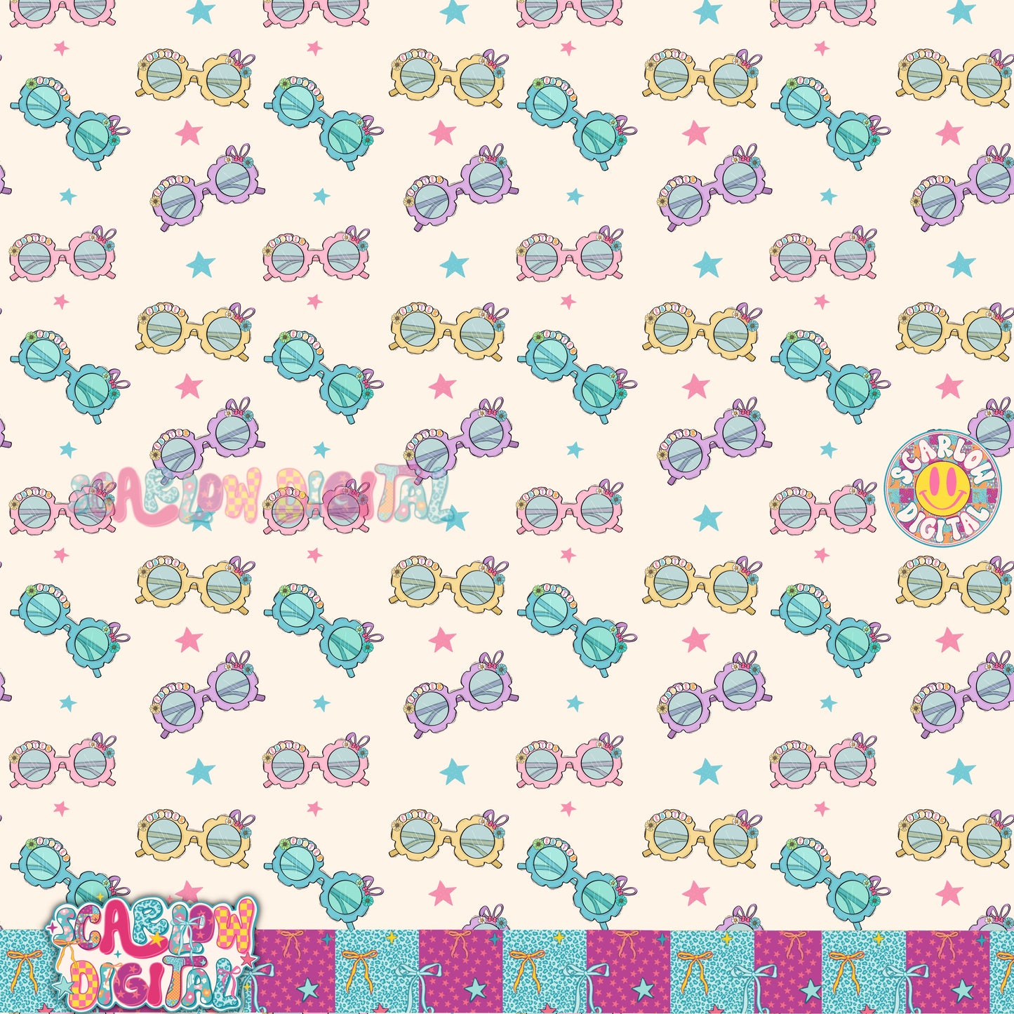 Easter Glasses Seamless Pattern Digital Design