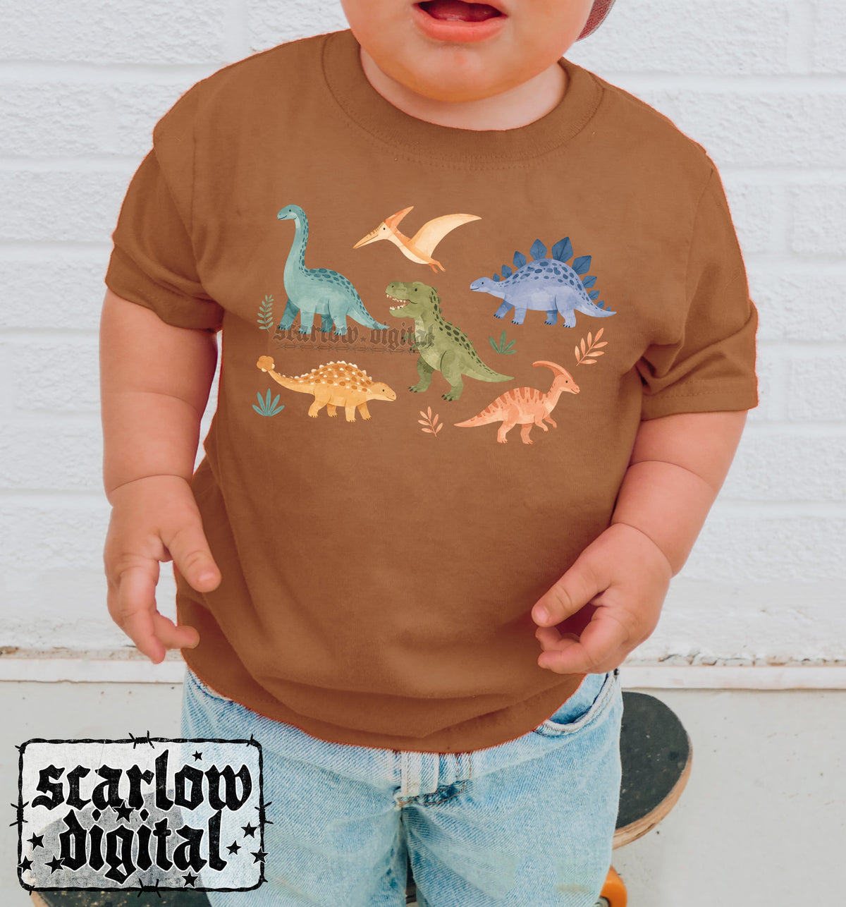 Watercolor Dinos PNG Digital Design