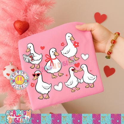 Valentine's Day Geese PNG Digital Design