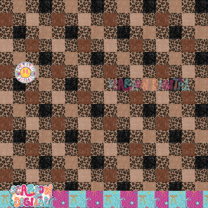 Leopard Checkers Seamless Pattern Digital Design
