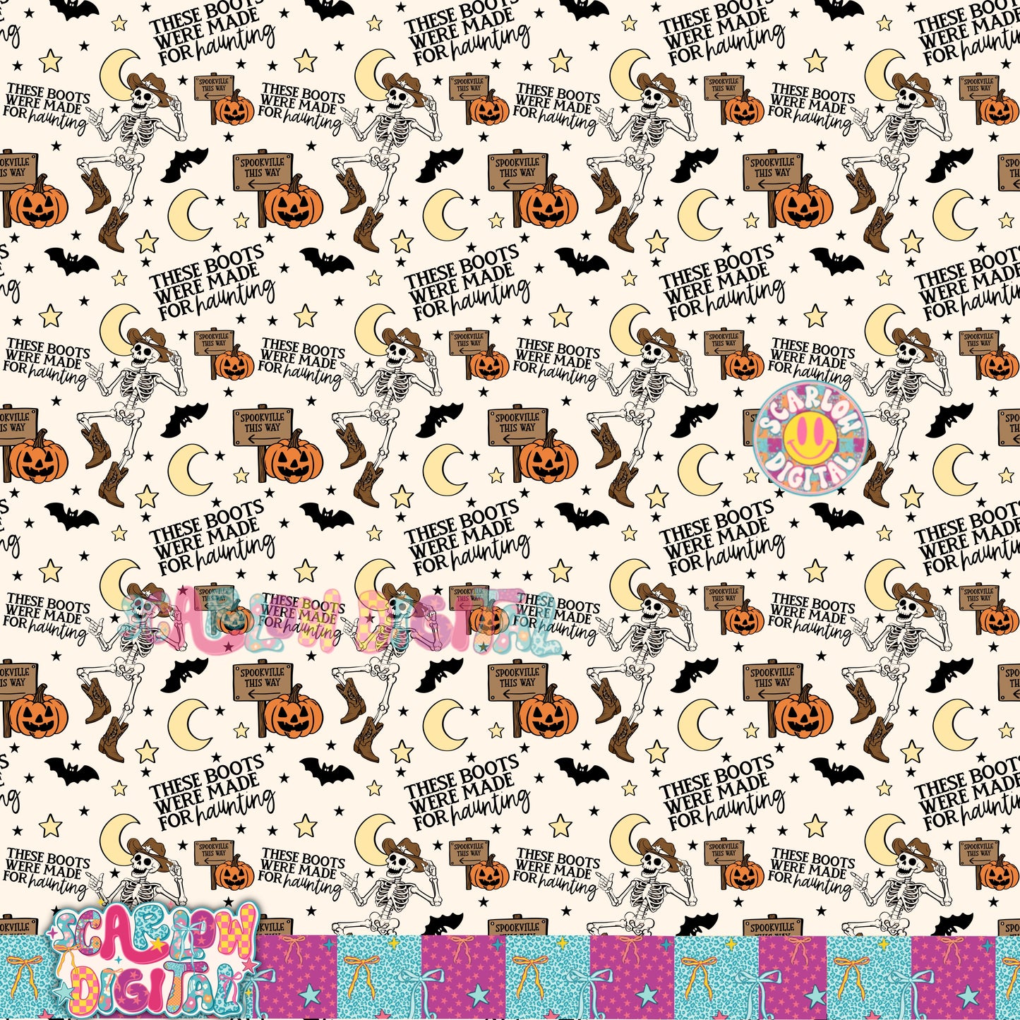 These Boots Were Made For Haunting Seamless Pattern Digital Design