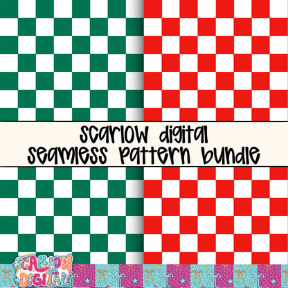 Red and Green Checkers Seamless Pattern Digital Design