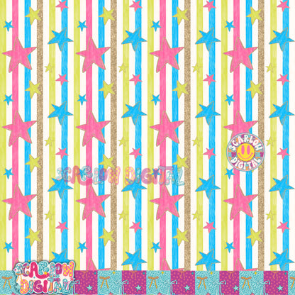 Stars Stripes Glitter Seamless Pattern Digital Design