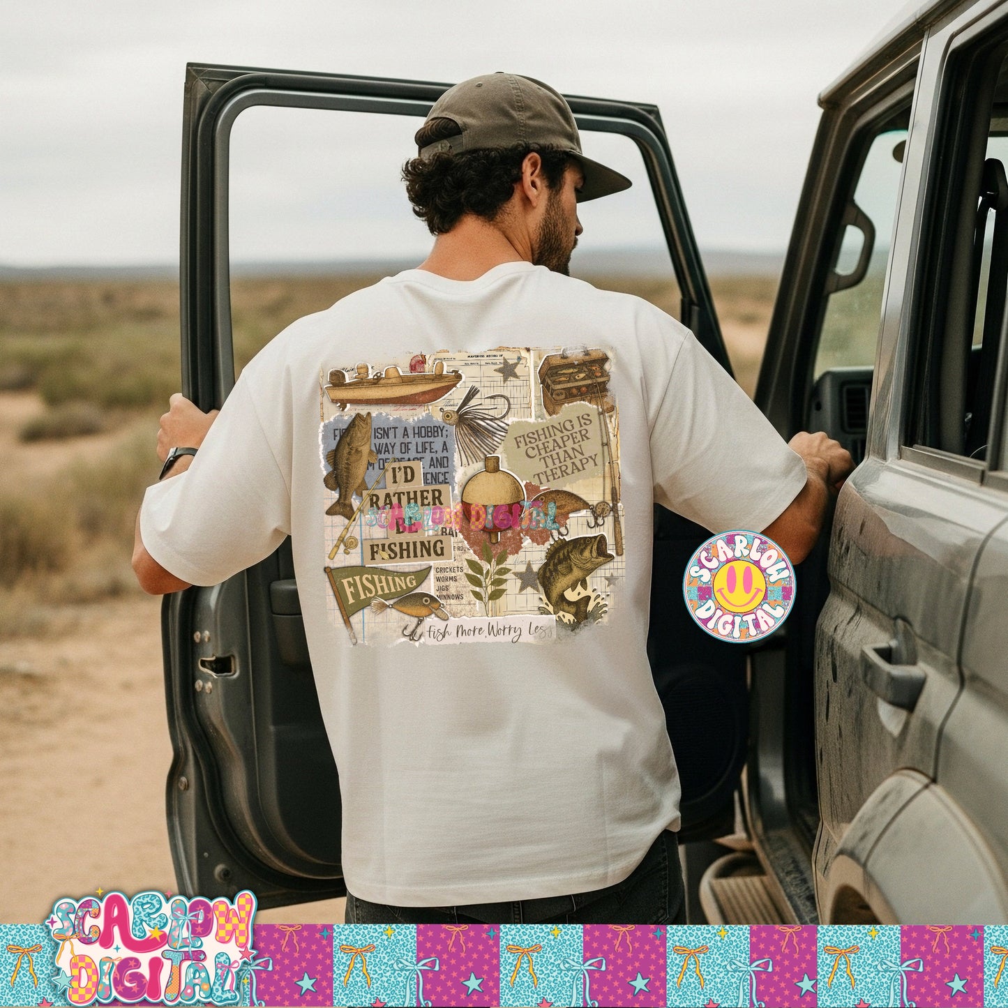 Fishing Scrapbook PNG Digital Design