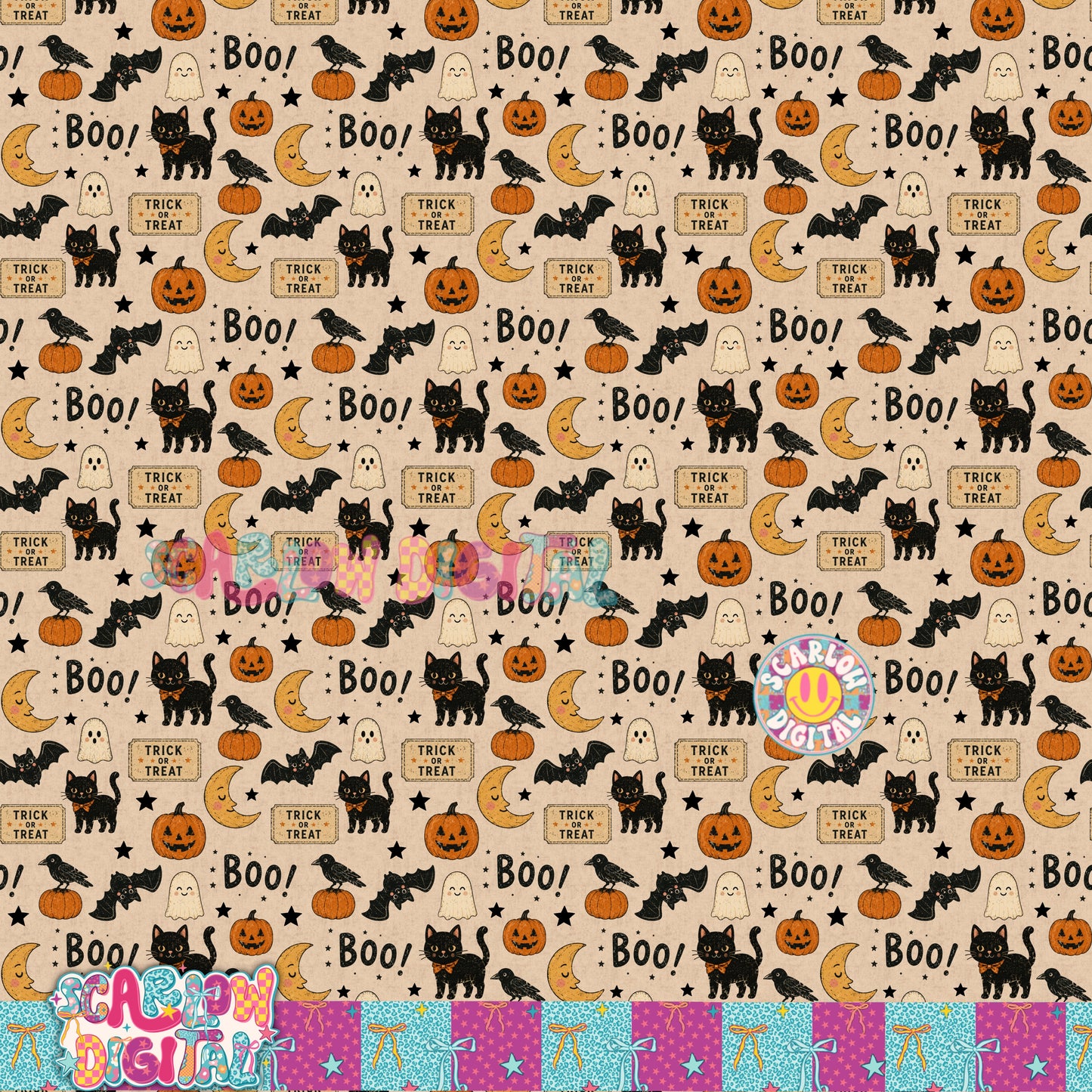 NEW NEW NEW! Vintage Halloween Seamless Pattern Digital Design