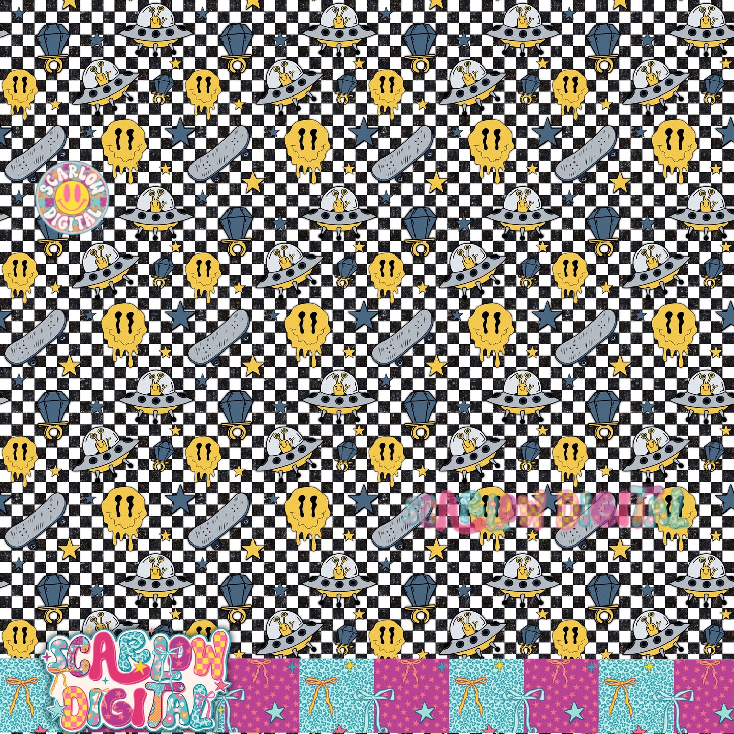 Boy Skater Seamless Pattern Digital Design