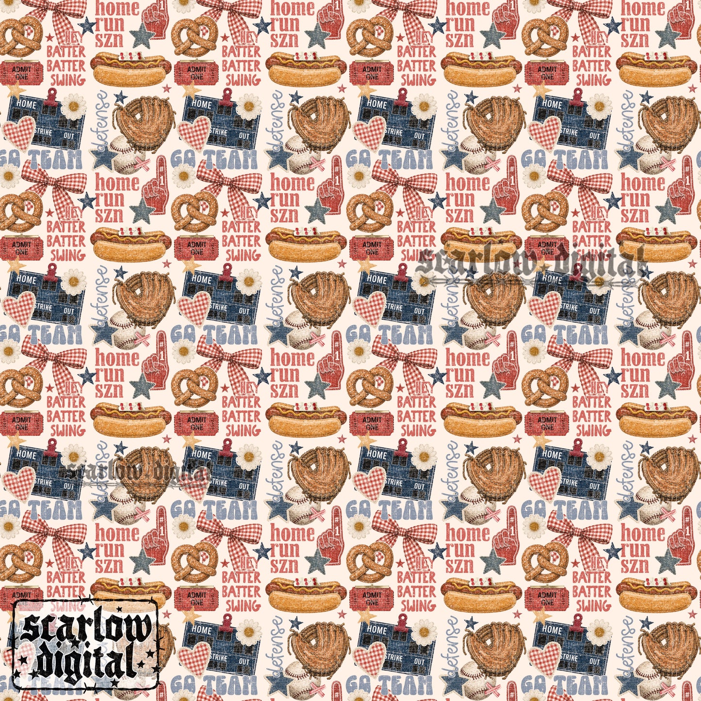 Baseball Seamless Pattern Digital Design