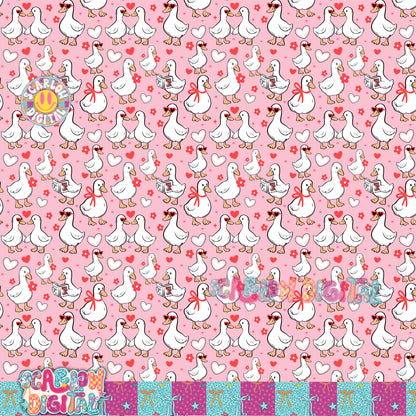 Valentine's Day Geese Seamless Pattern Digital Design