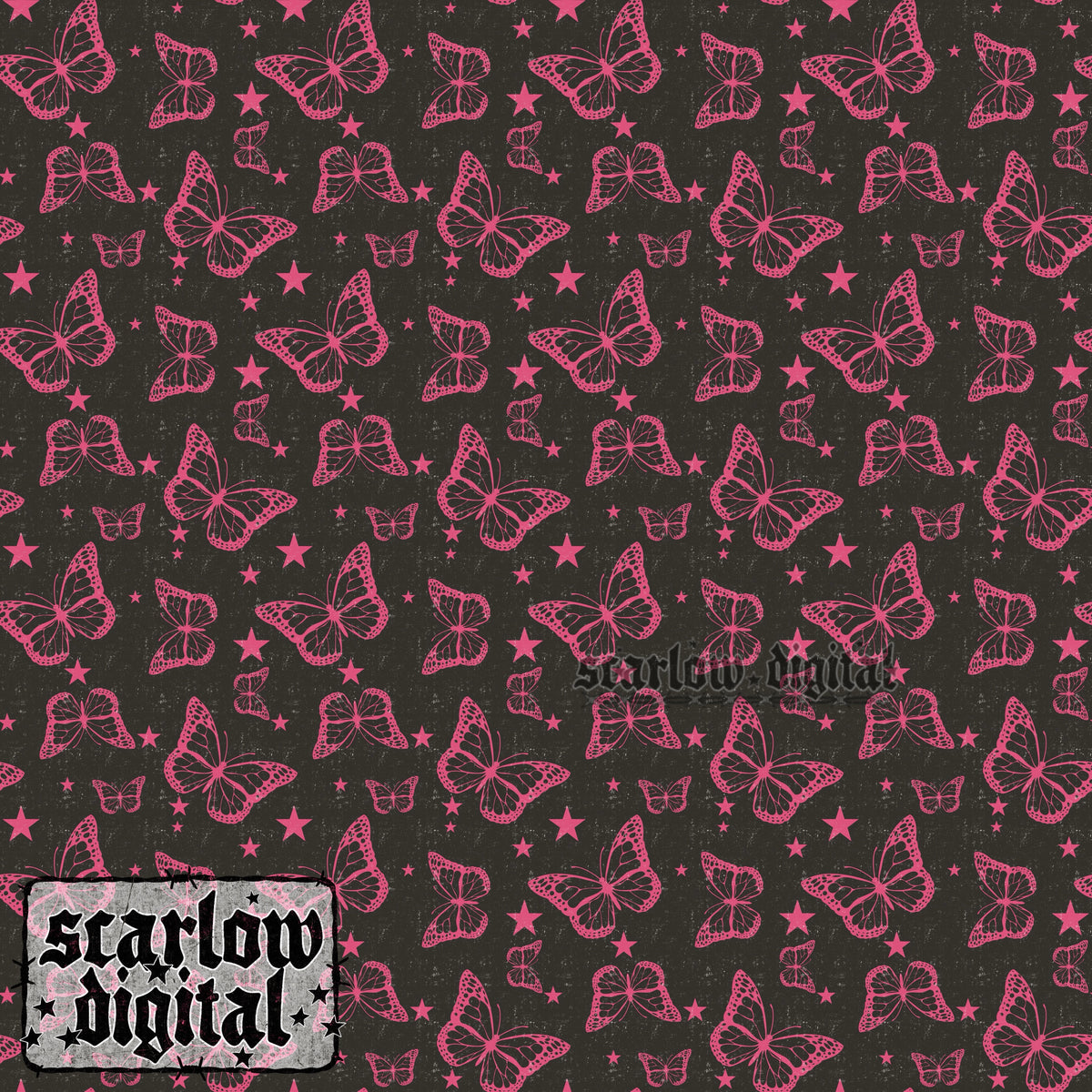Pink Butterflies Seamless Pattern Digital Design